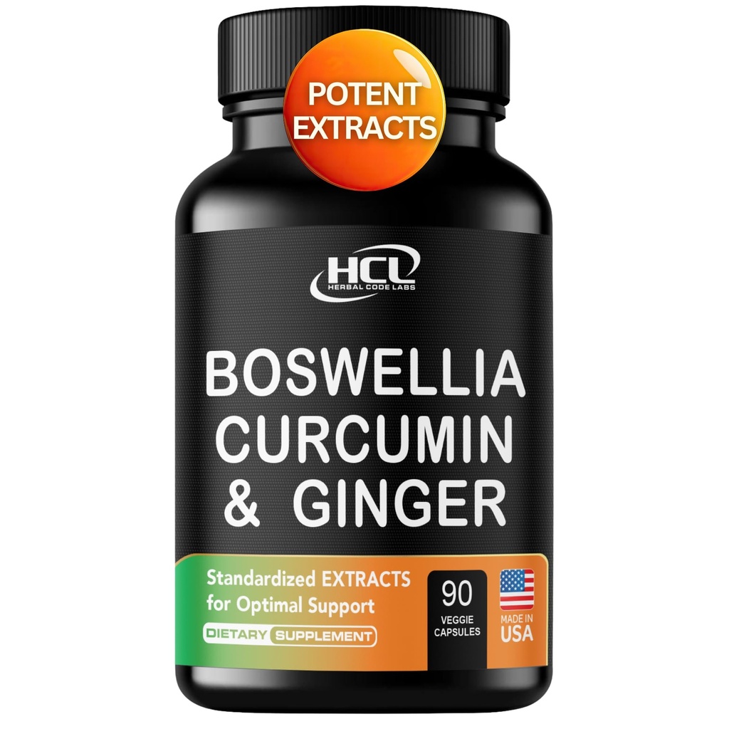 Boswellia Curcumin Ginger Extracts Supplement – Güçlü% 95 Curcuminoids Natural Support Pills for Mobility & Flexability – Ekstra Kuvvet Boswelia with Turmeric Curcumin Organic Ginger Supplement