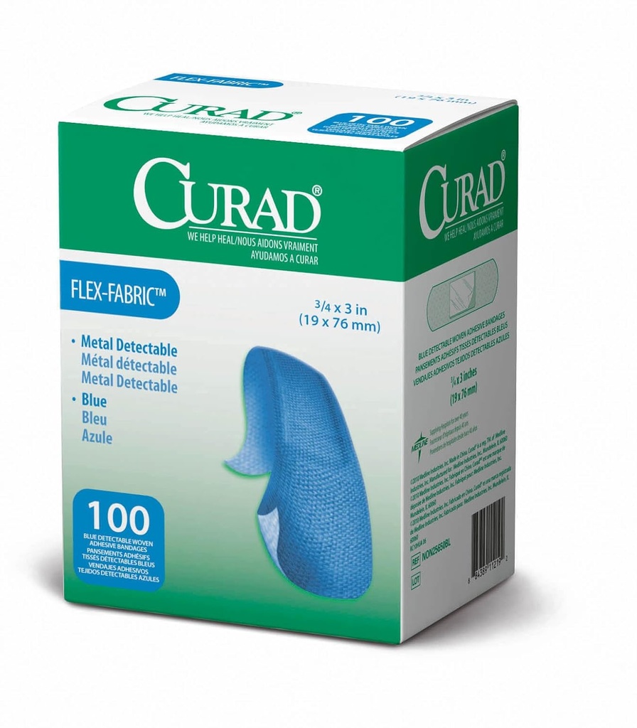 CURAD Gıda Hizmeti Metalable Blue Fabric Rotor Bandages 3" x 3", 100 Paket