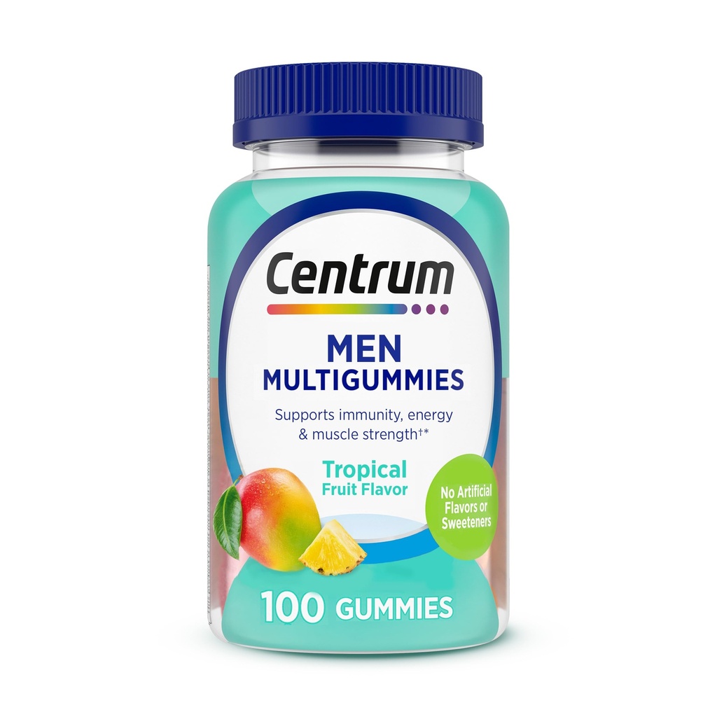 Centrum Men's Multivitamin Gummies, Immune, Enerji, Sağlıklı Görünüm Desteği, 100 Kont, 50 Day Supply