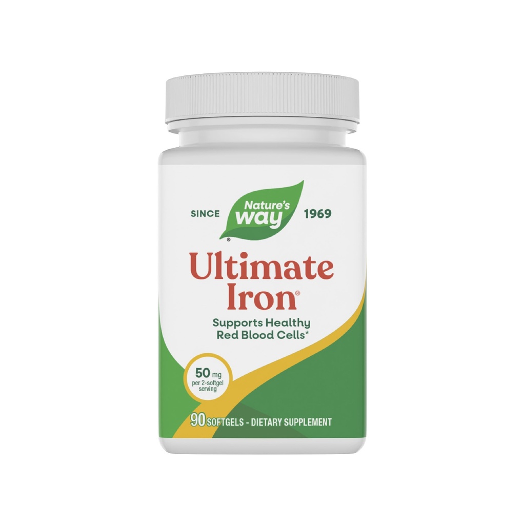 Nature's Way Ultimate Iron, Sağlıklı Kızıl Kan Hücrelerini Destekliyor, * Destek Hücreleri Enerji Üretimi*, 2Softgel'e 50 mg, Gluten-Free, 90 Softgels (Pazarlama May Vary)