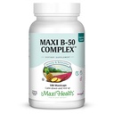 Maxi Health Vitamin B Kompleksi – Yüksek Potency B Kompleks Vitaminleri B-50 ile B1, B2, B3, B6, B12, Biotin & Folate – Destek Hücreleri Enerji ve Ruh Clarity – Kosher – 100 Capsules