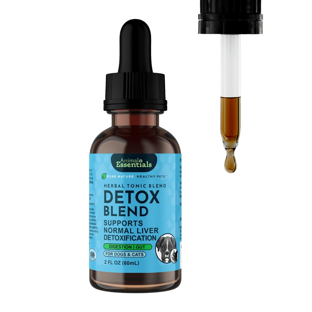 Animal Essentials Detox Blend - Köpekler ve Kediler için Canlı Destek, Herbal Liver Supplement, Veterinarian Önerilen Animal Wellness Tonics - 2 Fl Oz Oz