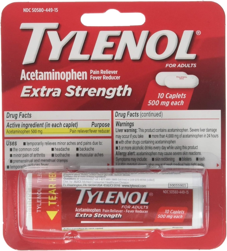 TYLENOL Ekstra Kuvvetli 10 ea (Pack of 3)