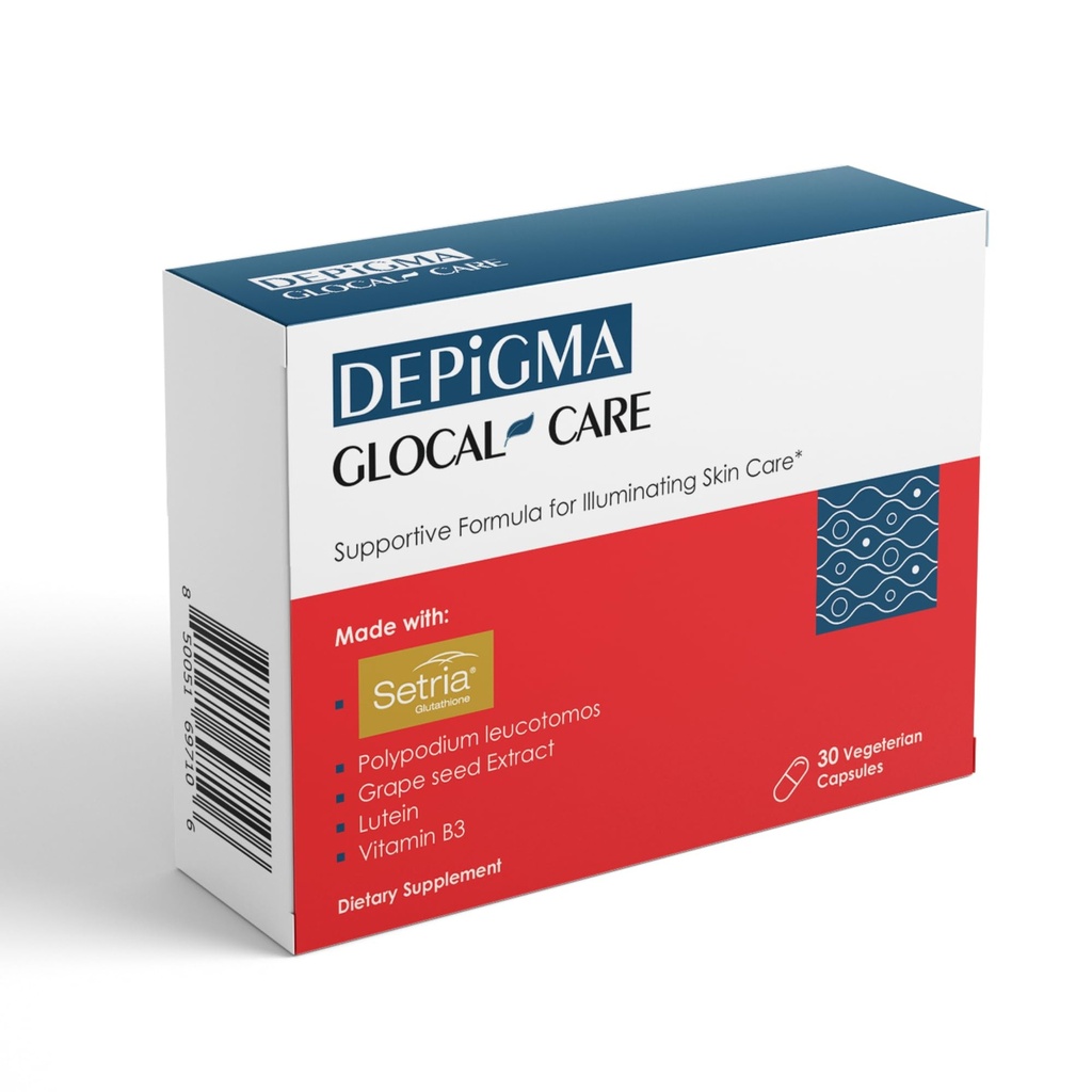 GlocalCare Depigma Capsules Support Reduction of Hyperpigmentation, Melasma & Dark Spots with Glutathione, Polypodium Leucotomos, Grape Seed & Marigold Extract