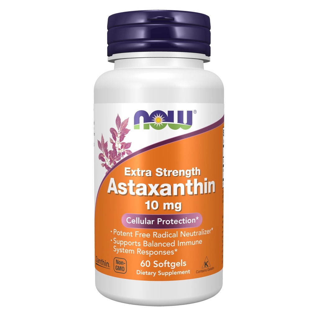 Şimdi Gıdalar Tamamlar, Astaxanthin 10mg, Ekstra Güçlü, Non-GMO Haematococcus Pluvialis Microalgae'den gelen ve doğal olarak Lutein, Canthaxanthin ve Beta-Carotene, 60 Softgels