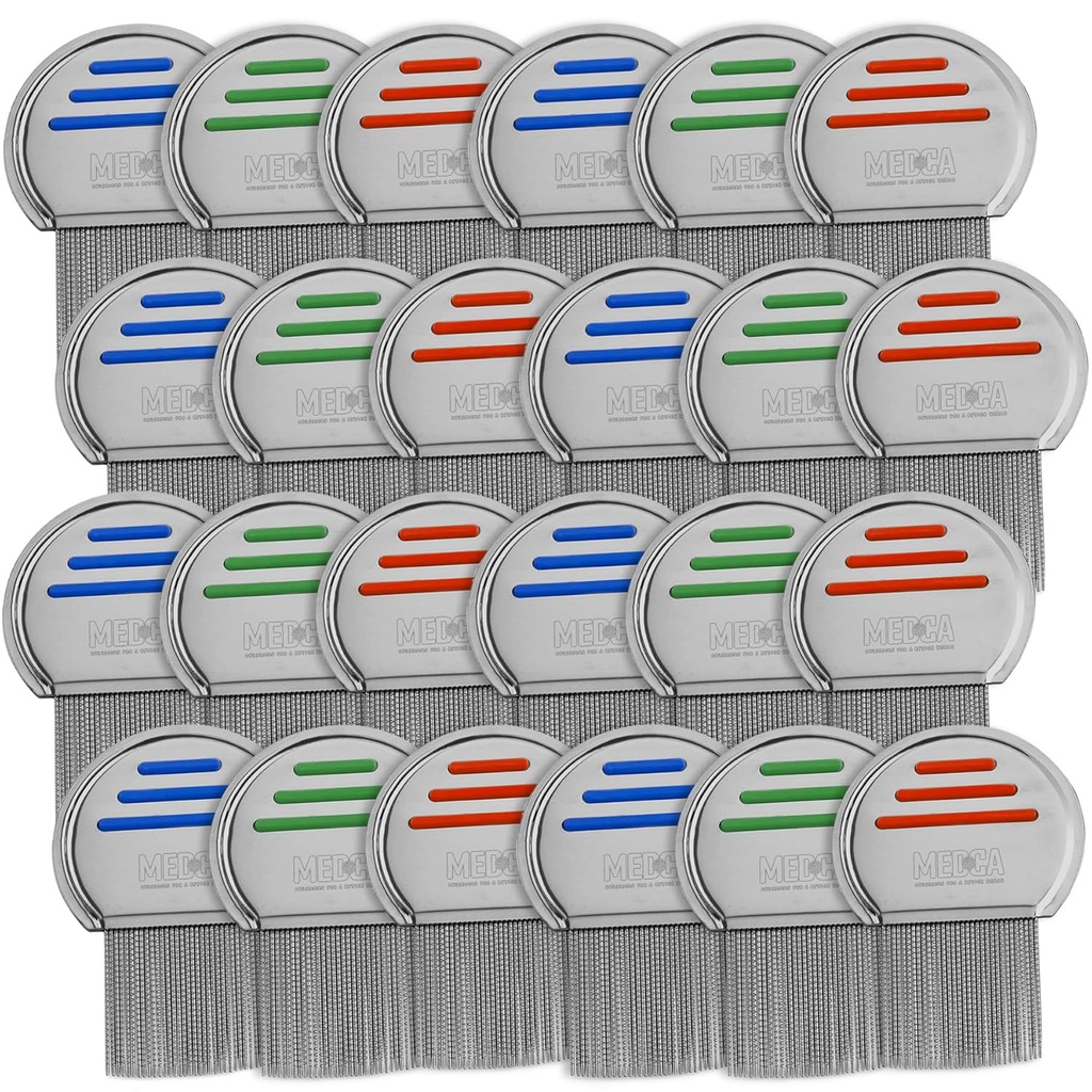 Lice Comb - (24. paketi) Head Lice Tedavisi Bu Bireysel Paketli Profesyonel Paslanmaz Çelik Louse ve Nit Combs Yumurtaları Konfor için Yuvarlak İpuçları
