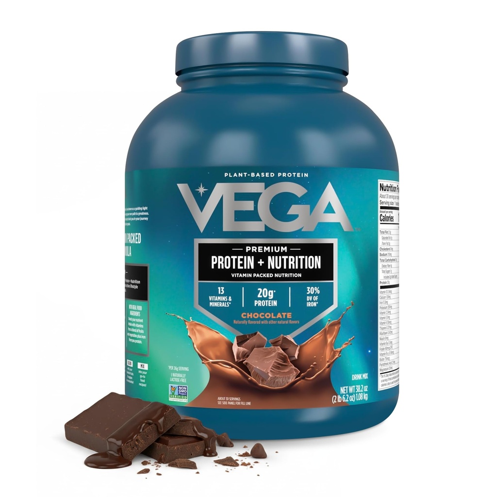 Vega proteini + Beslenme - 20g Plant-Based Pea protein, Çikolata, 30 Hizmet, Vegan Hua Superfood, Antioksi-Rich, Gluten Free, Süt Free, Low Carb, 2.4lbs (Pazar Mayıs Vary)