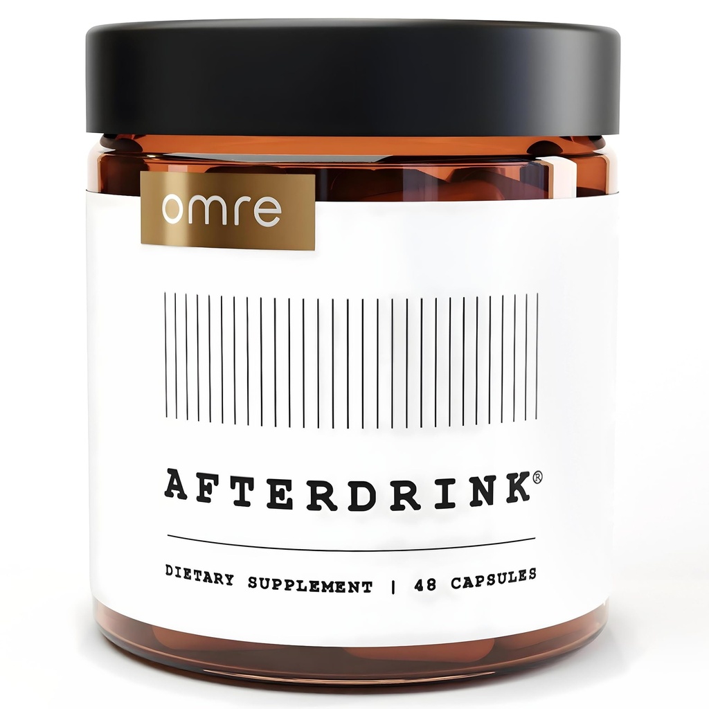 Omre AfterDrink Restore Pills with Milk Thistle, DHM, Vitamin B, Ginger & Herbal Türleri - Daha İyi Sabahlar Için Canlı Destek ile Pre & Post - Made in USA (48 Caps)