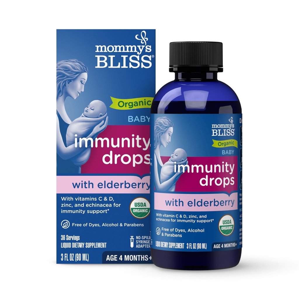 Anne'nin Bliss Organik Bebek Yaşlısı Drops, Immune Support with Vitamins, Prebiyotiks, çinko & Organik Echinacea, Yaş 4 Ay +, 3 Fl Oz (36 Hizmet)