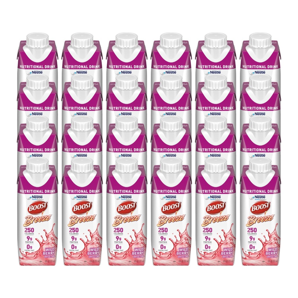 BOOST Breeze Beslenme 8oz Wildberry Fat-Free Drink, 24/Cs
