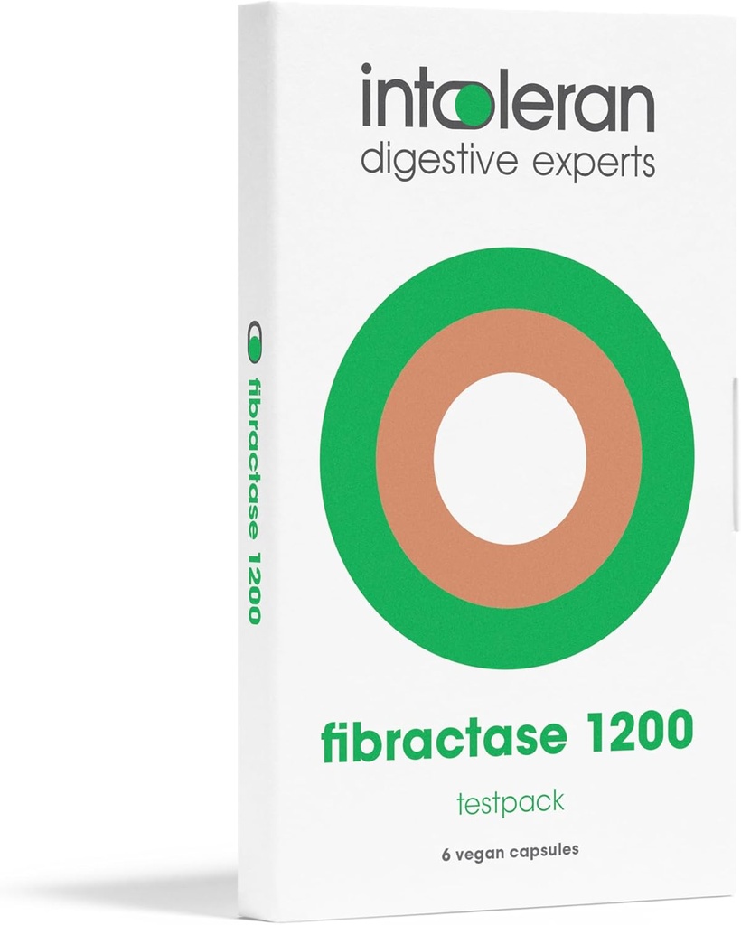Toleran Fibractase Forte Digestive Enzymes Test Paketi - 6 Capsules | Tamam for Fructans & Galactans tolerance | Helps Digest Carbohidrats;js, Legumes, Onion, Garlic & buğdaylar | Pure