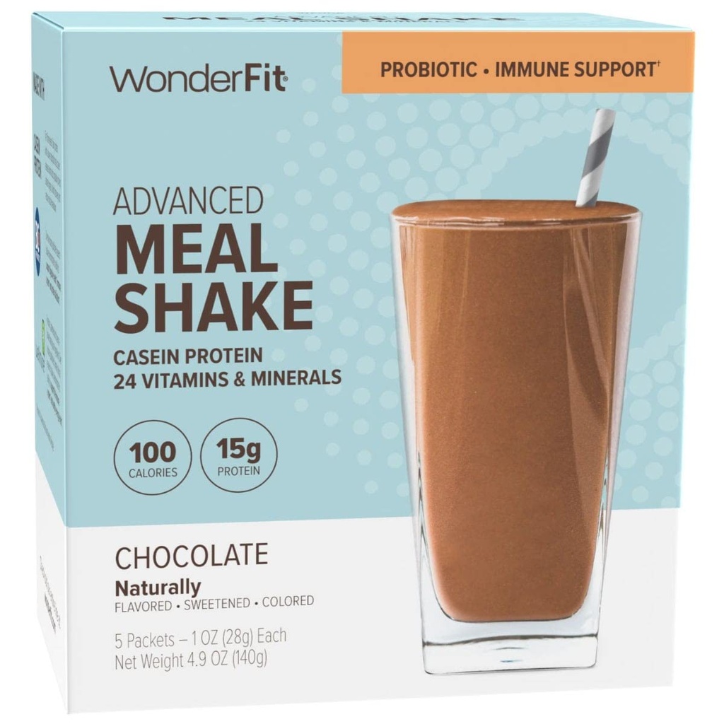 WonderSlim Protein Meal Makyaj Shake, Chocolate, Probiyotik & Immune Support, Gluten Free (5ct)