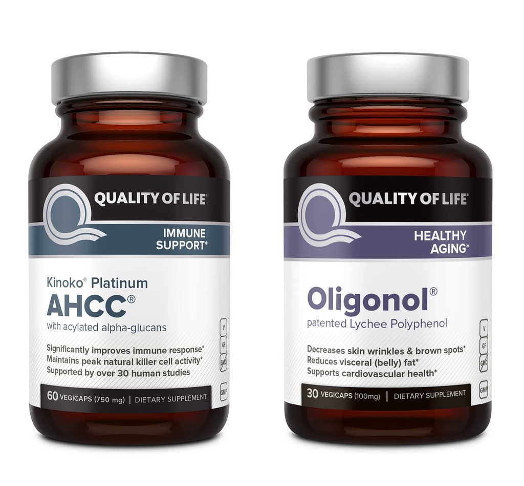 Life Kinoko Platinum AHCC 750 mg ve Oligonol Lychee Ekstraksiyonu - Immune Desteği için, Sağlıklı Ağlama