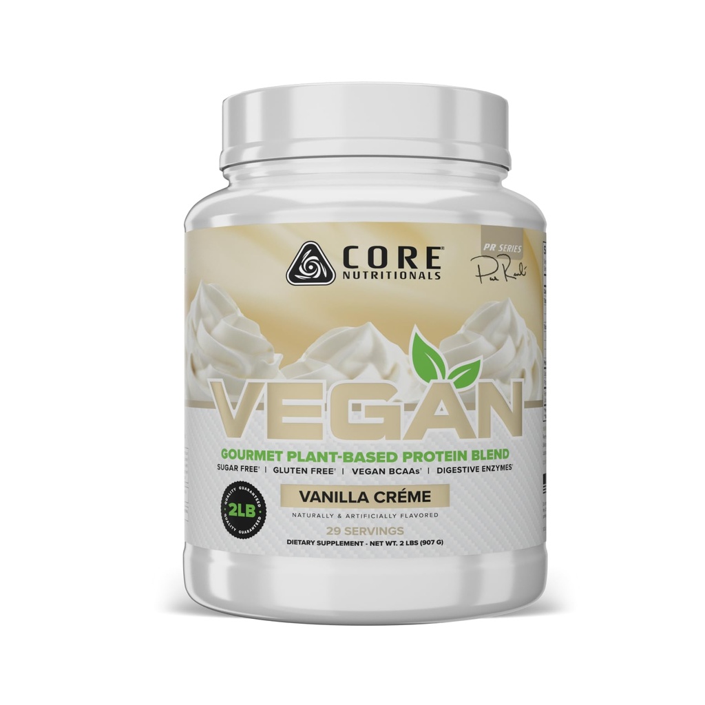 Core Nutritionals Vegan Gurme Plant Esasen proteini | Vegan BCAAs | Lactose, Soy, Sugar, & Gluten Free | 21g Pea Protein | 2 Pound (Vanilla Cream)