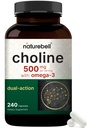 NatureBell Choline Supplements 500 mg with Omega-3 Fatty Acids, 240 Capsules | Yüksek Potency Choline Bitartrate – Prenatal Support duringlle – Optimal Health, Liver, Brain, & Cognitive Health