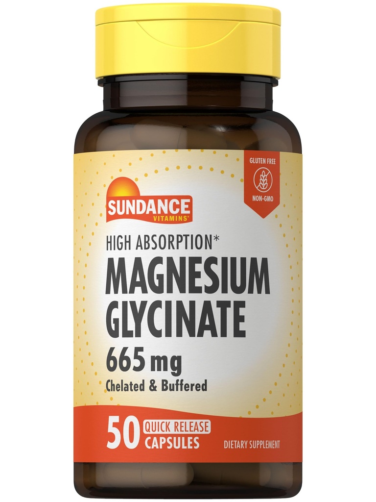 Sundance Magnezyum Glycinate Capsules | 665 mg | 50 Hızlı Yayın Pills | Non-GMO ve Gluten Free Supplement Supplement