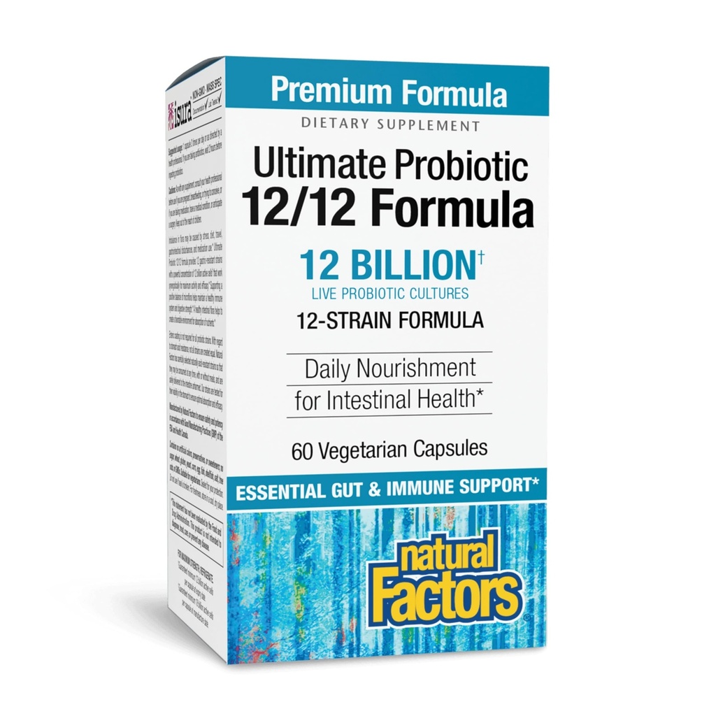 Doğal Faktörler Ultimate Probiyotik 12/12 Formula - Probiyotiklerle Sağlıklı Destek Supplement - Immunity & Gut Health Support Supplement - 60 Vegetarian Capsules (60 Hizmet)
