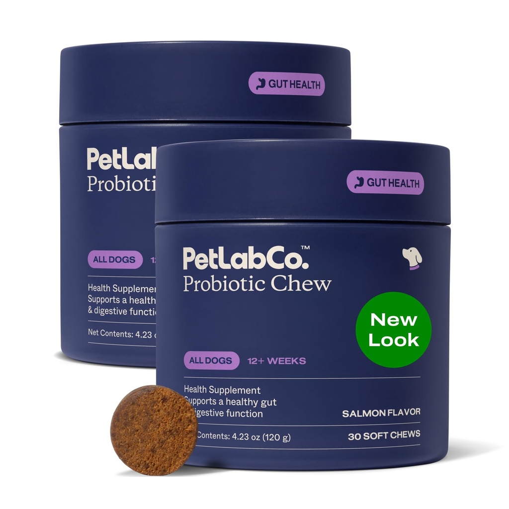 PetLab Co. Probiyotiks for Dogs, Support Gut Health, Occasional Diarrhea, Digestive Health & Season Allergies - Salmon Flavor - Ambalaj Vary - 30 Yumuşak Chews Pack