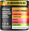 Kava Kava Root Cordyceps Lions Mane Reishi Mushroom Supplement, Nootropic Mushrooms Capsules Kava Kava Extract, Mushroom Vitamins for Women, Ashwagandha, Magnesium - 60 Caps (1 Pack)