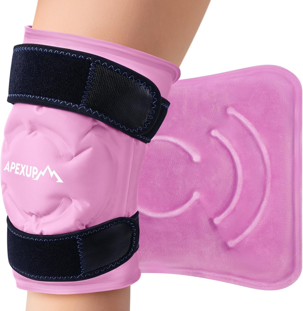 APEXUP Buz Paketi Diz Ağrısı Yardımı için, Büyük Reusable Bravo After Surgery, Flex Gel Cold Pack for Injuries, Pain Relief, Ankle and Leg (Pink, L, 1PK)
