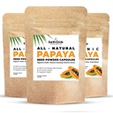 Papaya Tohum Toz Kapsülleri - Vitaminlerle Güçlü Papain Supplement A, C, & E & Enzymes for Digestion & Gut Health – 360 mg/Serving – 60 Vegan Capsules per Pack (Pack of 3, 90-180 Day Supply)