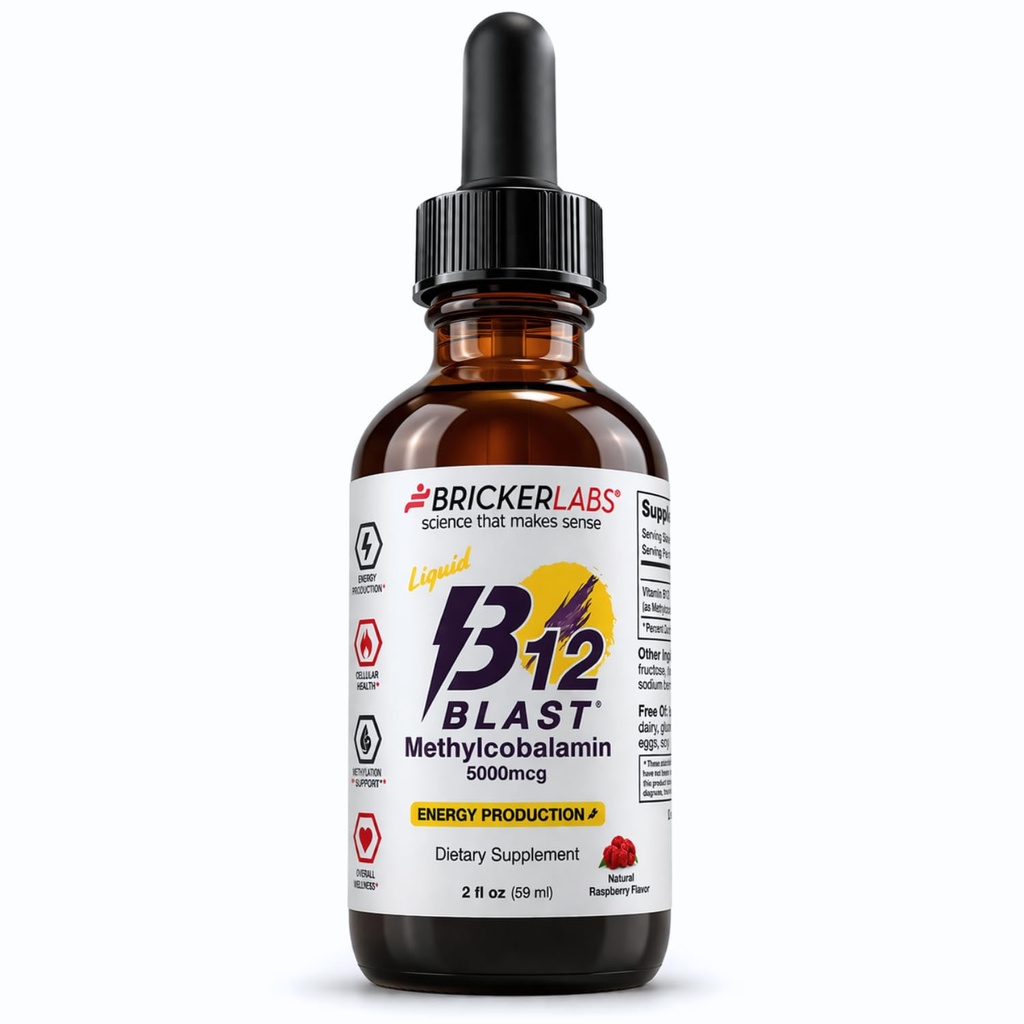 Tuğul Laboratuvarları B12 Blast Mekobalamin 5000 Live, Great Tasting Sublingual Liquid Energy Vitamins -Vegan B12 Vitaminleri, Sustained Energy and Cellular Health Supplement - 59-Day Services