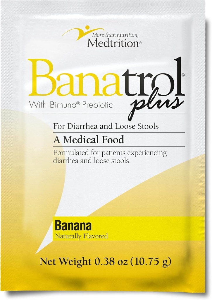 Medtrition Banatrol Natural Anti-Diarrheal with Prebiotics, Relief for IBS, Recurring Diarrhea, Clinically Supported Medical Food, Non-Constipating, 21 Servings (Banana)