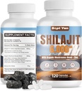 Shilajit Himalayan Capsules - Pure Himalayan Organic Supplement with Mushrooms Blend, Zinc - 2 Month Supply for Strength, Stamina, Brain & Immune Health - Shilajit for Women & Men 120 Count Vegan