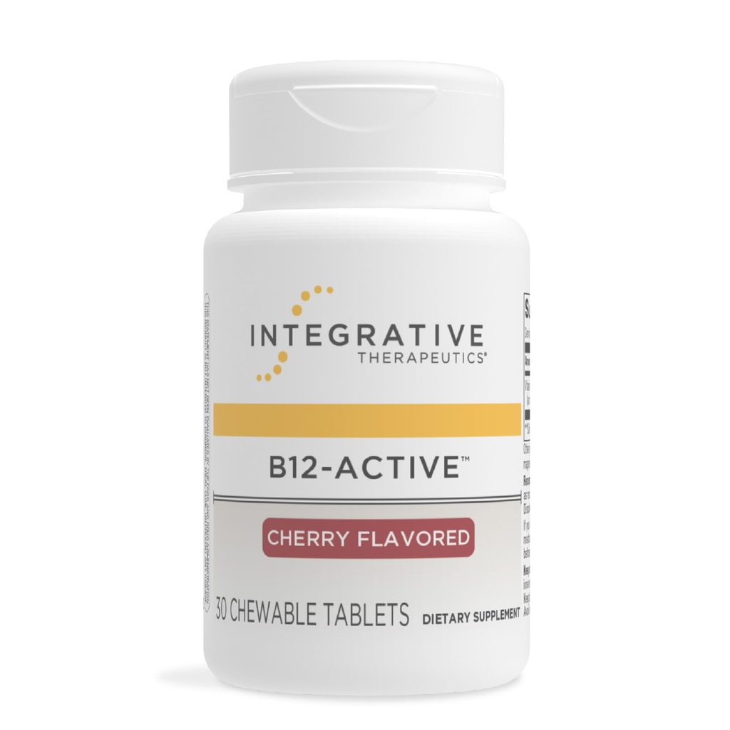 Allive Treatments B12-Active - B12 Supplement for Nerve Function Support* - Chewable Support - Süt, Soy & Gluten-Free - Cherry Flavored, 30 Chewable Tabletler (30 Hizmetler)