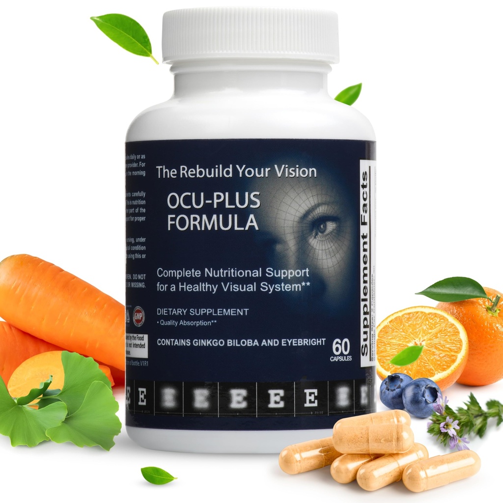 Ocu-Plus Formula – Per Health Supplement with Lutein & Zeaxanthin – Visual Clarity, Night Vision & Macular Health – Bilberry, Ginkgo Biloba & NAC – 60 Capsules