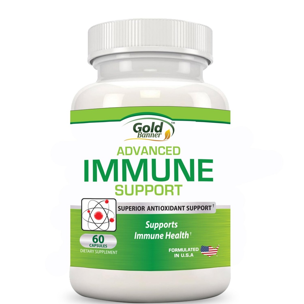 Gold Banner Immune Support Supplement Superior Anti-Oxidant - Red Raspberry, Pomegranate, Pine Bark, Grape Tohum, Yeşil Türler- Polyols, Lycopenet