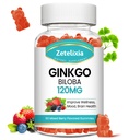 Kadınlar ve Erkekler için Ginkgo Biloba Gummies, Brain Supplement Daha İyi Mood ve Focus, Vegan Karma Berry Flavor 60 Count