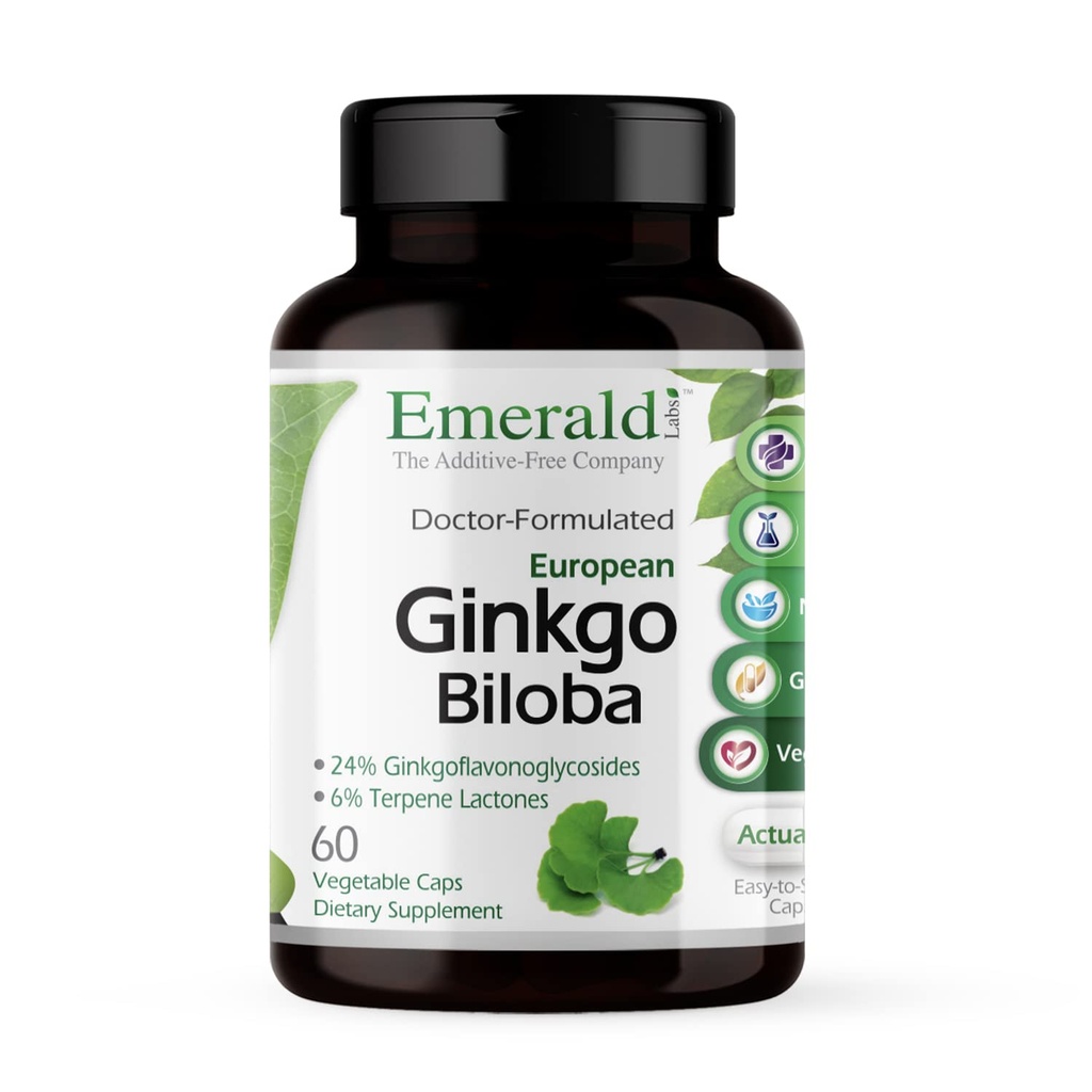 EMERALD LABSinkgo Biloba Ekstra - Beyin Sağlığı Tamamı - Antioksi ve Enerji Desteği - 60 Sebze Kapsülleri (30 Günlük Supply)