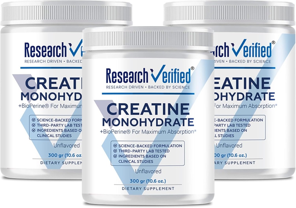 Araştırma Gerçekleştirilmiş Kretine Monohidrat - Optimal Kas Büyüme, Gelişmiş Performans - 5000 mgt Kretin Monohidrat - BioPerine - 180 Hizmet - Unflavored - Vegan