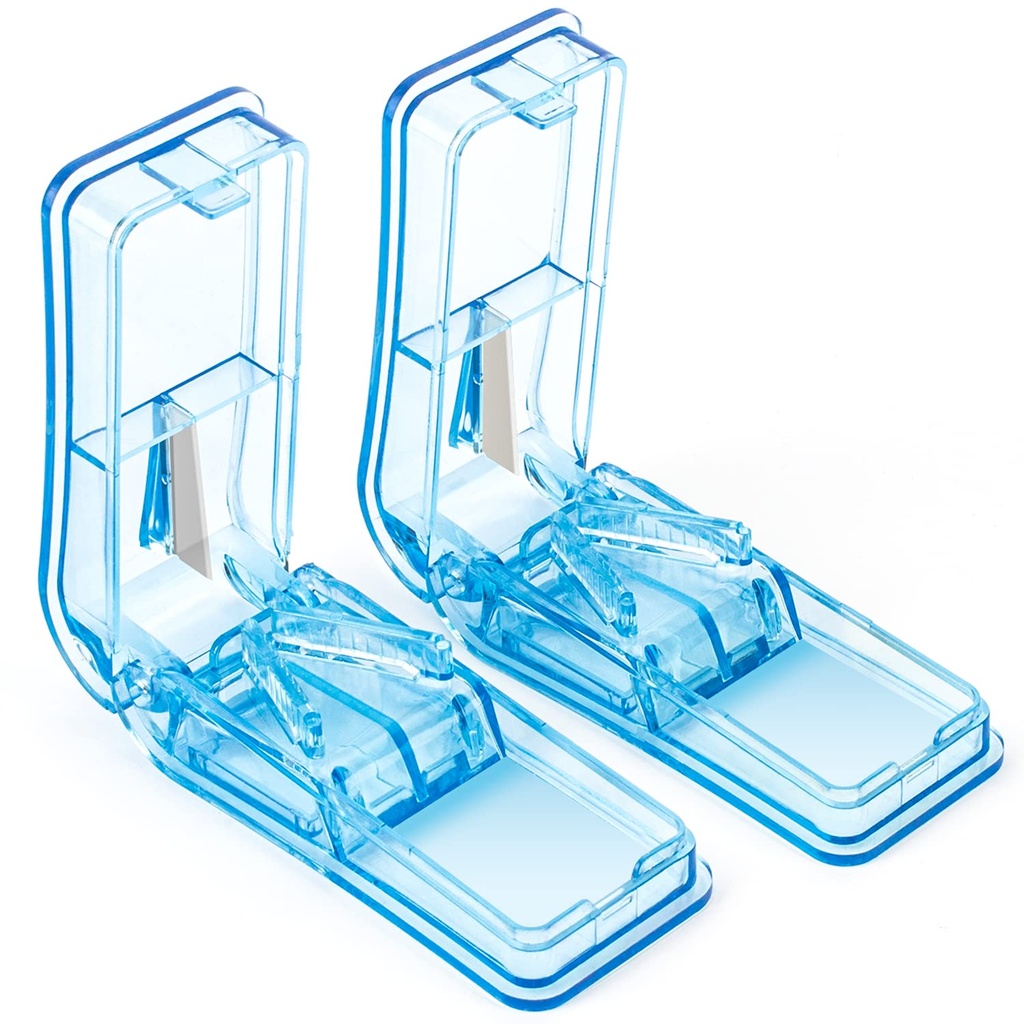 2 deploy Pill XS, Profesyonel Pill Splitter for kesim Small Pills or Large Pills in Half (Mavi)