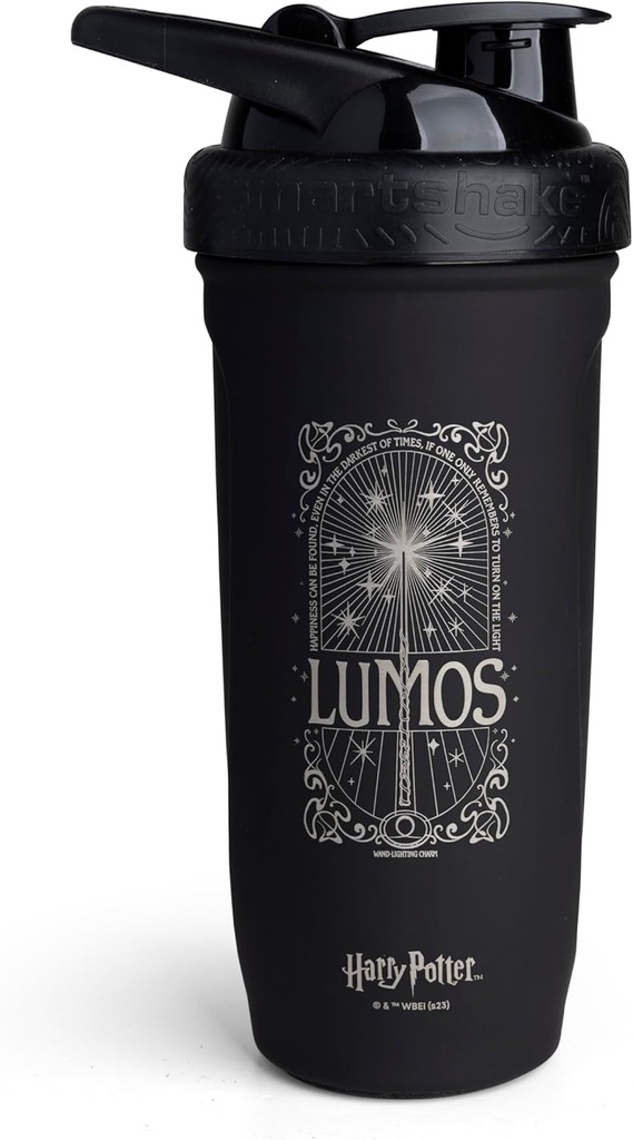 Smartshake Reforce Paslanmaz Çelik Harry Potter Lumos Style Shaker Şişe (900 ML /30oz) | Direniş Sports Shaker Şişe Yumuşak Lid | Leakproof, BPA Free & DEHP Free
