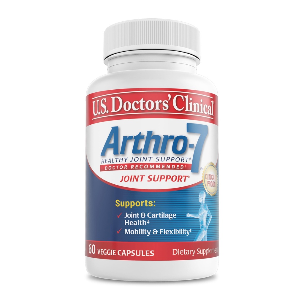 ABD Doktorlar Klinik Arthro-7 - Klinik olarak Turmeric, MSM, Collagen, Bromelain for Flexability, Mobility, and Güçlü Cartilage - 60 Capsules - 15/30-Day Supply Kompleksi