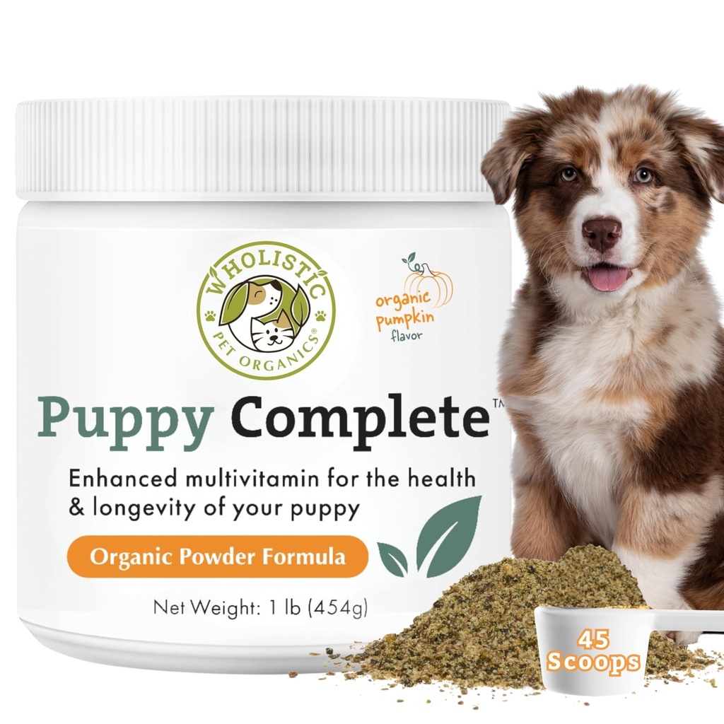 Wholistic Pet Organics Puppy Complete - Dog Multivitamin Toz - 1 Lb - Daily Dog Vitamins & Supplements for House Food - Immune System, Skin, Coat & General Health - Small and Large Breed Puppies