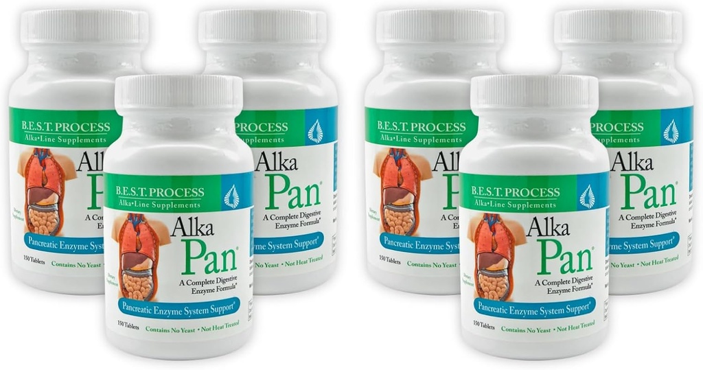 Alka•Pan (6 Pack) En İyi Süreç Yağı – Doğal Digestive Supplement – Pancreatic Enzymes with Antioksi-Rich Superfoods & Digestive Herbs