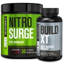 Jacked Factory Nitrosurge Pre-Workout in Black Cherry & Build XT Muscle Building Bundle for Men & Women