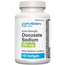 Puregen Laboratuvarları Sodyum 250 mg Stool Softener Laxative | 100 softgels | Gentle Constipation Relief | Ekstra Kuvvet | Stimulant Free