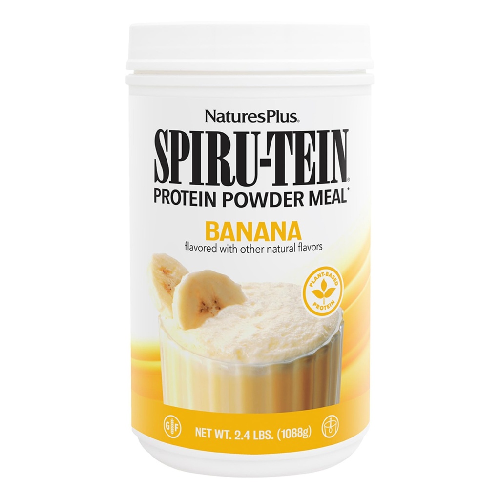 NaturesPlus SPIRU-TEIN Shake - Banana Flavor - 2.4 lbs, Spirulina protein Toz - Plant bazlı Meal Emekliliği, Vitaminler ve Mineraller Enerji Için - Vejetaryen, Gluten-Free - 32 Hizmet
