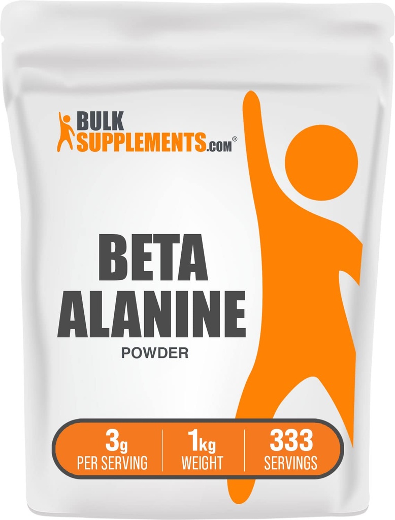 BulkSupplements.com Beta Alanine Toz - Beta-Alanine Supplement, Pre-Workout Supplement - Unflavored & Gluten Free, 3g per Service, 1kg (2.2 lbs) (Pack of 1)