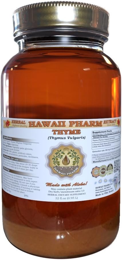 Youme Liquid Extract, Organik Thyme (Thymus Vulgaris) Tincture, Herbal Supplement, Hawaii Pharm, ABD'de 32 fl.oz