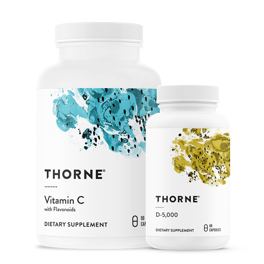 THORNE - Temel Vitaminler Grafik: C & D-5000 Kompleksi - Immune, Bone Health ve Energy Support - 60 to 90 Servisler
