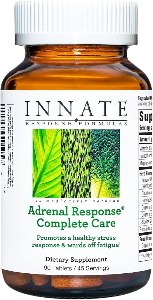 INNATE Response Formulas Adrenal Response Complete Care - Ashwagandha ile - Optimal Stres Cevap - Wards Off Fatigue - Vegetarian, Gluten-Free, Non-GMO, Kosher - 90 tablet (45 hizmet)