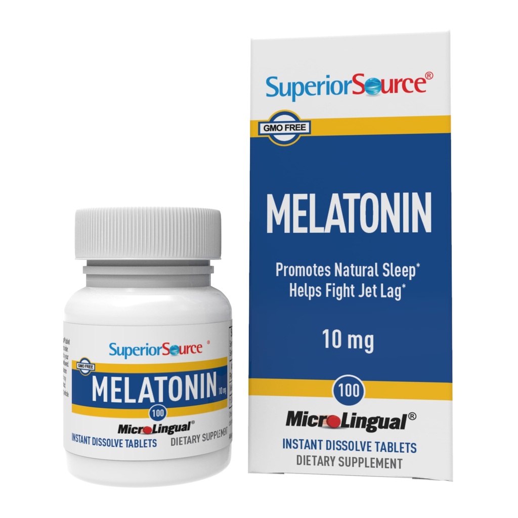 Superior Source Melatonin 10 mg - Yetişkinler için Sağlıklı Uyku Desteği Tamam - Chamomile Aids Relaxation & Restful Sleep - 100 Sublingual Discrypt Tabletleri