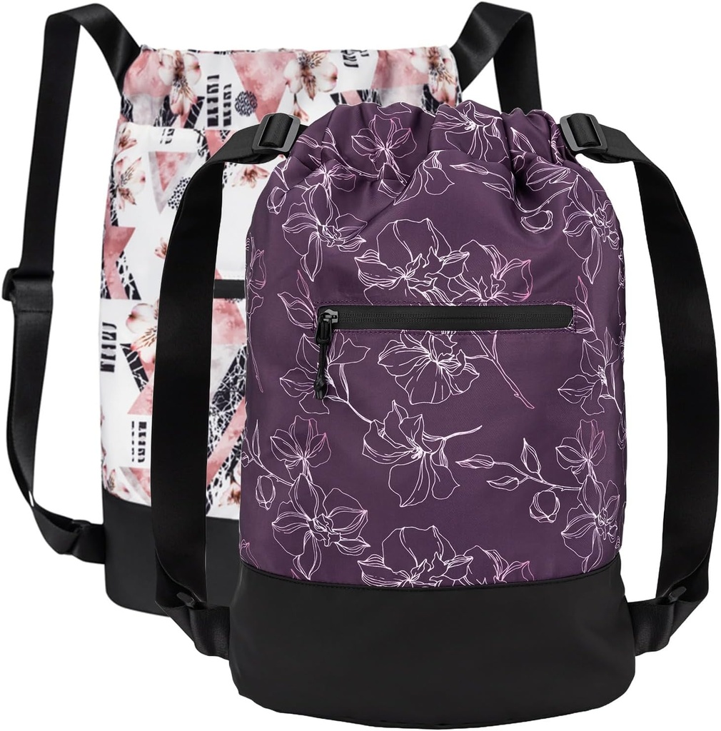 [2-Pack] Flex Cinch Grafik Tasarımları ile Kadınlar için Spor Çantasını Çekiyor | Dar Hafif Spor Cinch Çantası | Gym Bag, Traveling ve Overnights
