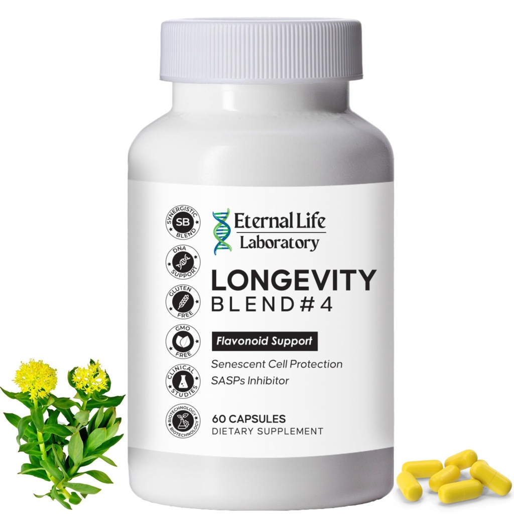 Quercitin, Rhodiola Rosea, Luteolin ve Rutin Longevity Meeting #4 Anti-Aging Supplement for Cellular Defense with Immunity and Energy Support, Antioksis