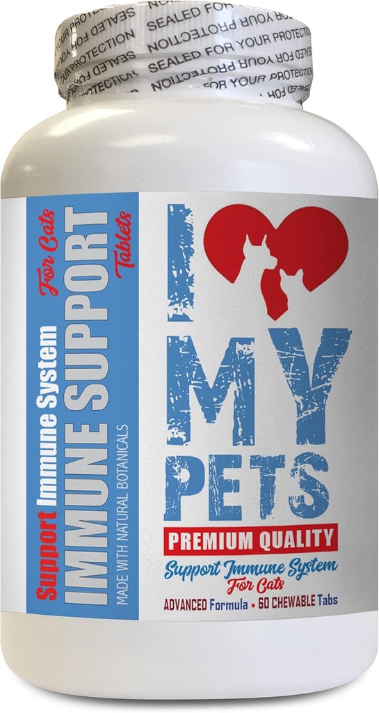 I LOVE MY PETS LLC Immune Support for Cats - CAT Immune Support - Booster - Healthy Supplement - cat Immune Supplement - 60 Treats (1 Bottle)